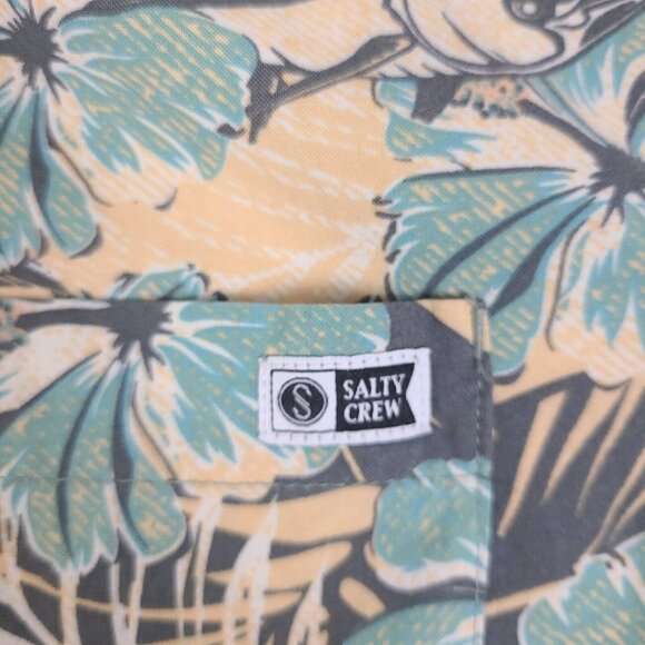Salty Crew Island Daze Short Sleeve Woven Button-Up Shirt - Gold Size X-Large - Picture 4 of 8